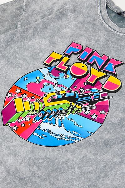 Sekizbiraltı Tricou alb unisex supradimensionat - P. Floyd imprimat și spălat