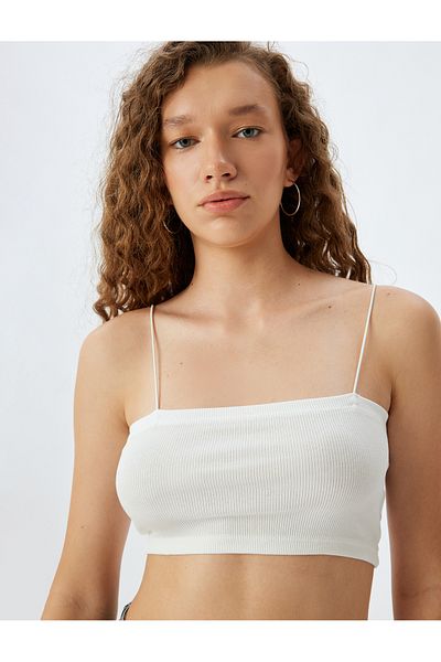 Koton Slim Fit Crop Women's Tank Top with Ribbed Rope Strap