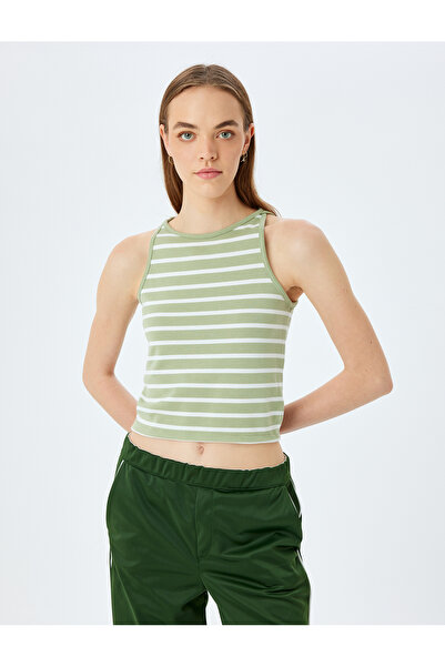 Koton Crew Neck Slim Fit Striped Sleeveless Women's Undershirt
