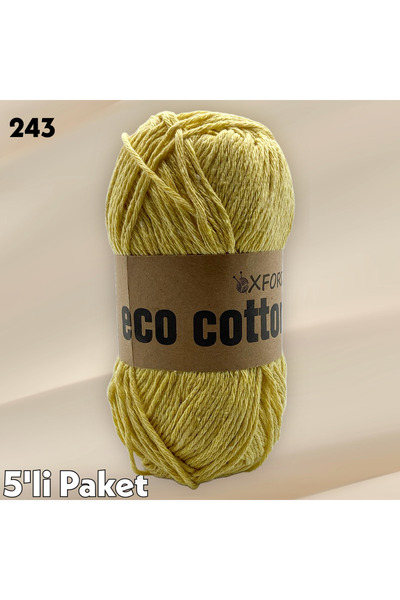 Oxford İplik 5'li Paket Eco Cotton - 100 gram 200 metre %100 Rejenere Pamuk Örgü İpi