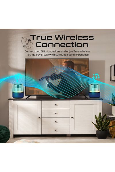 Promate Bluetooth Speaker, Premium 10w True Wireless Portable Led Speaker With 360-degree Hd Sound,