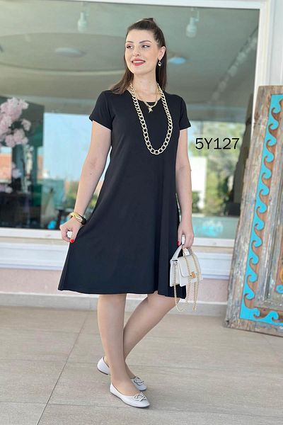 İnce Topuk Crew Neck Patterned Viscose Dress 5Y127