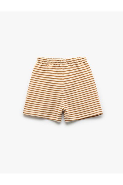 Koton Cotton Striped Shorts with Lace-Up Waist