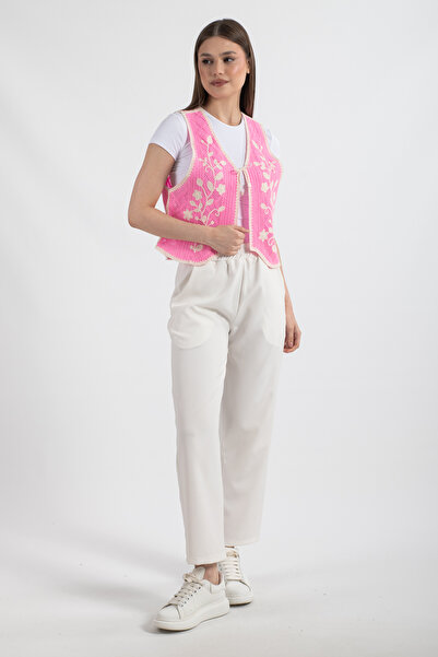 Hatun Atila Hatunatila Kadın Akrilik Süzene Yelek Pembe - 5156