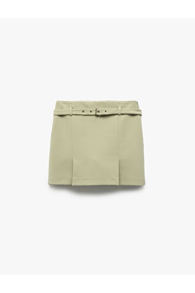 Koton Yırtmaç Detaylı Kemerli Mini Şort Etek