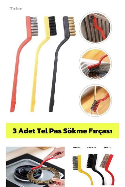 tafce 3 Pieces Cooker Oven Barbecue Grill Airfryer Cleaning Wire Rust Removal Brush 3 Pieces Oil Cleaning Brush