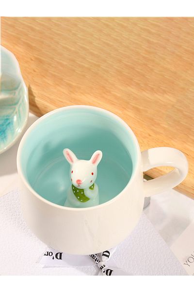 MUKKO HOME 3D Porcelain Mug – Cute Rabbit Figured, 350 Ml, Fun and Stylish Design