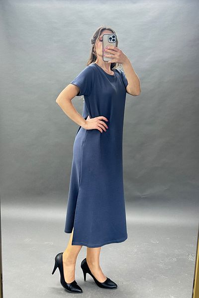 CİDDE Women's Comfortable Modal Fabric Basic Dress with Side Slits Black