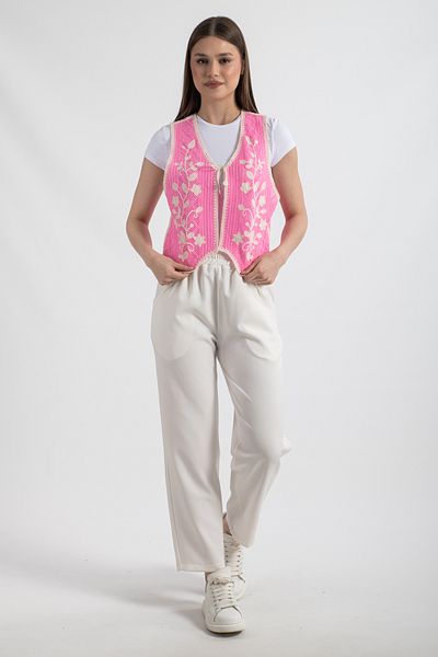 Hatun Atila Pink Acrylic Vest - Hatunatila Women's 5156 Model