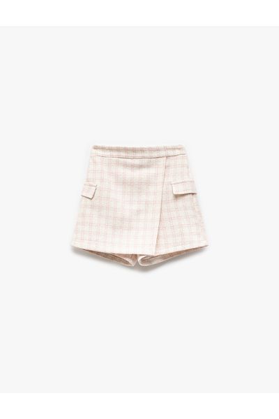 Koton Elastic Waist Pocket Detailed Tweed Short Skirt