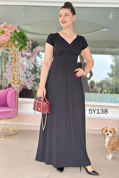 İnce Topuk Double Breasted Collar Waist Tie Viscose Dress 5Y138