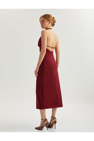Koton Rochie decoltată, fără mâneci, slim fit, lungime midi, cu guler înclinat