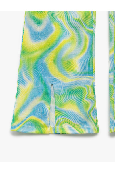 Koton Beli Lastikli Desenli İspanyol Paça Pantolon