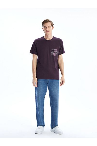 LC Waikiki New Season Crew Neck Short Sleeve Printed Combed Cotton Men's T-Shirt - S5Hp63Z8