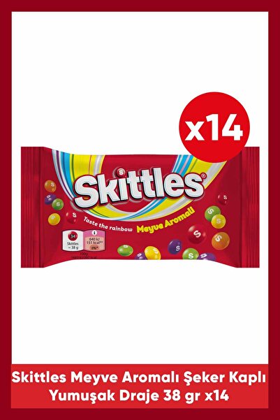 Snickers Skittles Meyve Aromalı Şeker Kaplı Yumuşak Draje 38 G x14