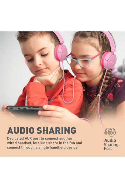 Promate Wired Kids Headphones, Premium Detachable Cat Ear Kids Headset With Mic, 85db To 95db Sound