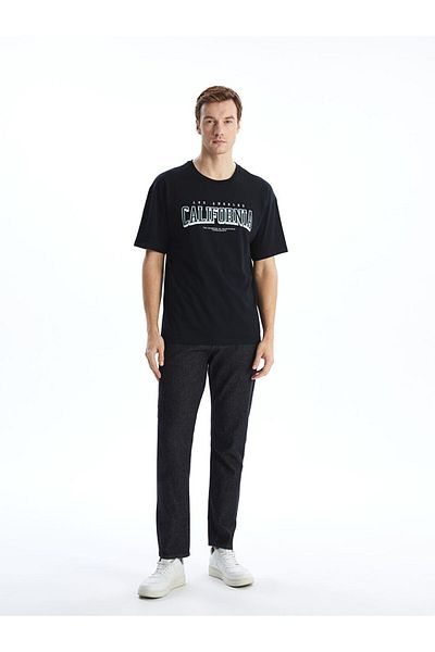 LC Waikiki New Season Crew Neck Κοντό μανίκι εμπριμέ χτενισμένο βαμβακερό ανδρικό Tisort - S5I517Z8