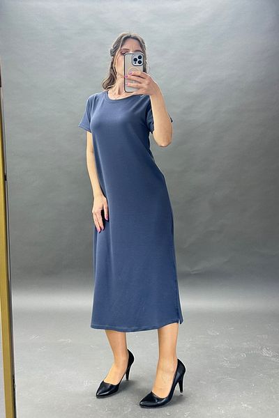CİDDE Women's Comfortable Modal Fabric Basic Dress with Side Slits Black