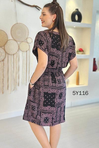İnce Topuk Gimped Waist Viscose Dress 5Y116