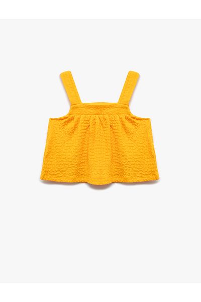 Koton Square Neck Textured Strappy Crop Blouse