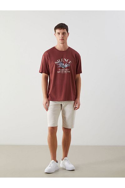 LC Waikiki Tricou pentru bărbați din bumbac pieptănat cu mânecă scurtă cu decolteu și imprimeu de sezon nou - S5II70Z8