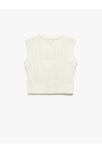 Koton Bow Detailed Crew Neck Openwork Knitwear Sweater