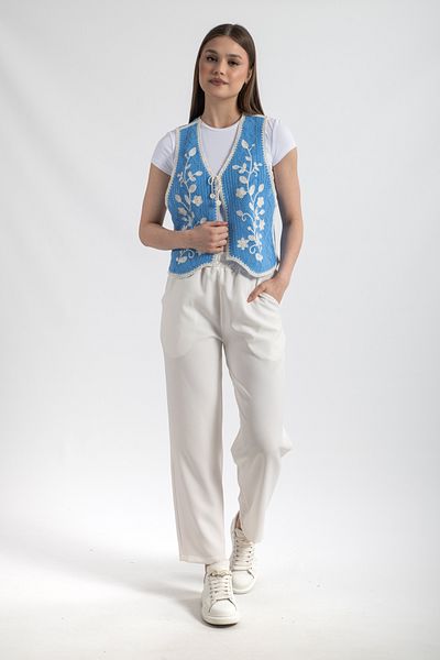 Hatun Atila Vestă acrilic pentru femei Hatunatila Baby Blue - 5156