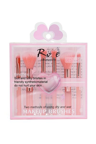 Roesıa Rose Cosmetics Rose 6-Piece Cylinder Model Stylish Makeup Brush Set