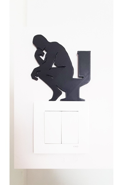 Thinker Man Sitting on the Toilet - Door ,Socket ,Siphon Ornament Funny Decorative Plastic Decal
