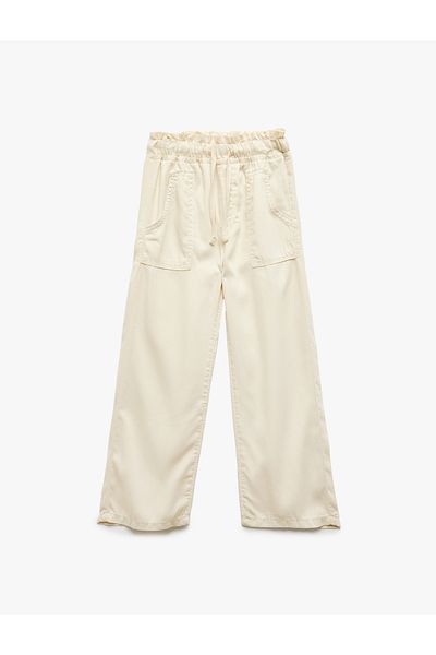 Koton Pocket Detailed Parachute Beige Girl's Jean Trousers 5Skg40070Ad