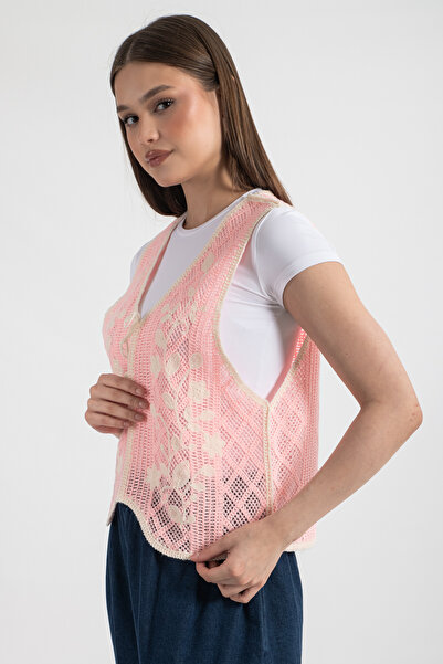 Hatun Atila Hatunatila Women's Acrylic Drainage Vest Light Pink - 5156