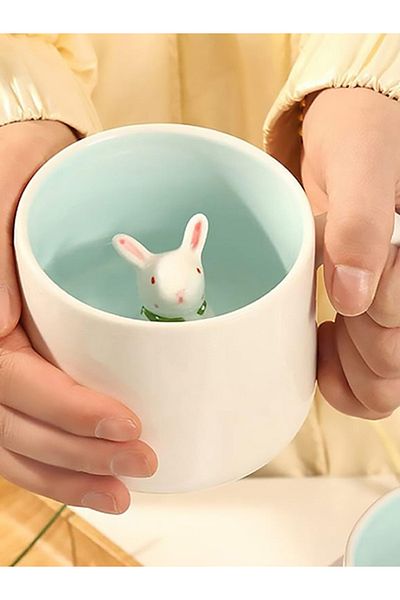 MUKKO HOME 3D Porcelain Mug – Cute Rabbit Figured, 350 Ml, Fun and Stylish Design