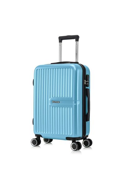 Quasar & Co. Troler Cabina Avion, ®, Model Platinum, 4 Roti, Cifru,55x37x20 Cm,abs, Albastru Deschis