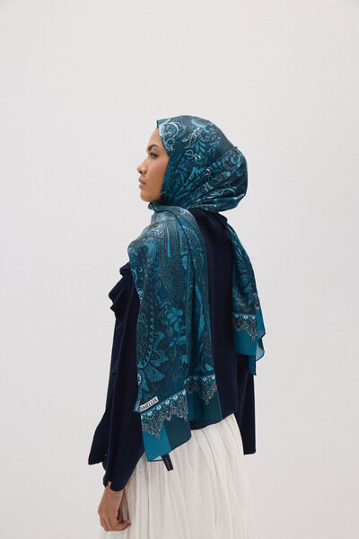 cs camellia scarf Μοτίβο Perle Vibe - Πετρέλαιο