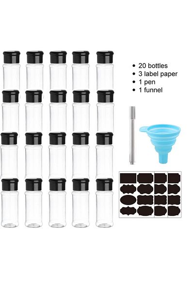Choice 20PCS 5/10/15/20PC Jars for spices Salt and Pepper Shaker Seasoning Jar spice organizer Plastic Barb
