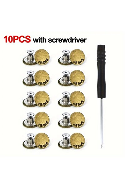 Choice1 F 10Pcs Metal Jeans Butt 17mm Replacement No-Sewing Screw Button Repa...
