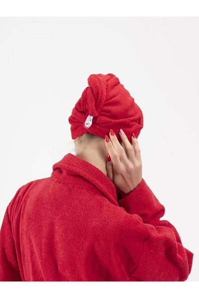 Ender Home 100% Cotton Buttoned Hair Drying Towel