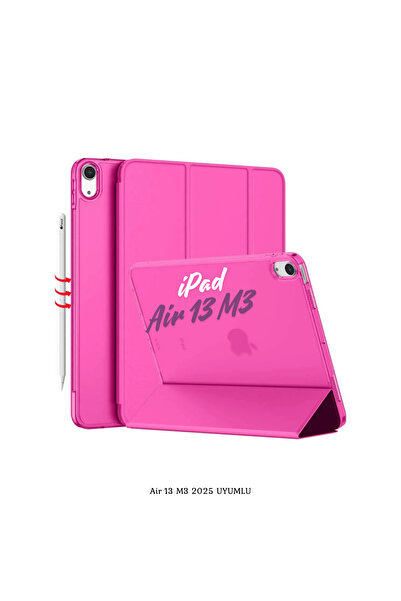 Fuchsia iPad Air 13 2025 M3 Çip ile Uyumlu Kalemlikli Standlı Katlanabilir Sm...
