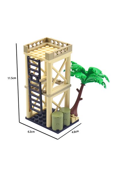 Choice No Box Hot MOC World Sentry Post Lookout Tower Tree War Scene Military City Building Blocks Classic