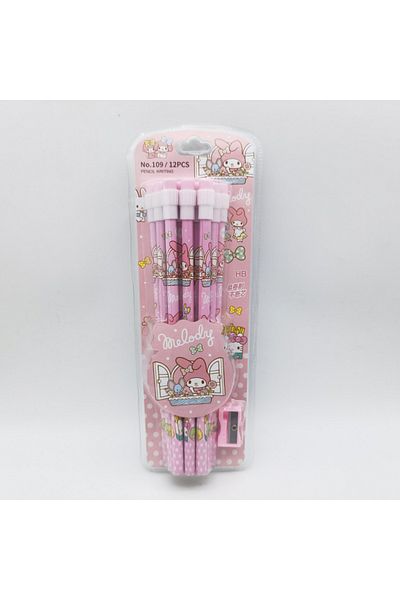 Miniso Hb 2 Sanrio Kuromi Cinnamoroll 12pcs Kawaii Cartoon Hb Pencils 12 Pencils 1 Pencil Roller Stationery