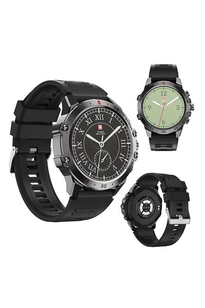 Swiss Military DOM5 Smartwatch 1.43" AMOLED,BT Calling,Health & Sports Tracking,IP68,Silver Frame with Sliver Strap