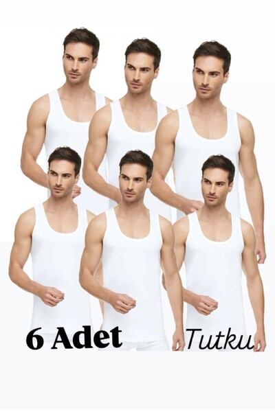 DONLİZZA Tutku Men's Combed Cotton Undershirt White 6 Pieces