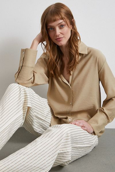 Never more Beige Satin Shirt