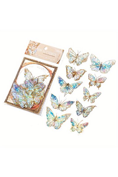 choice2 ٢٠ قطعة من ملصقات الفراشات المزينة بالليزر الكريستالي الجليدي باللون ...