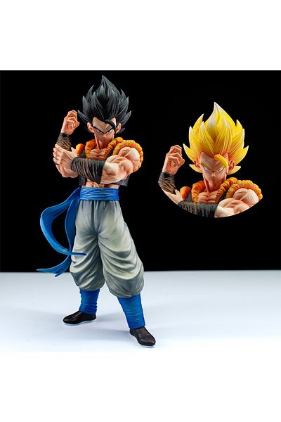 BANDAI C Dragon Ball Z Vegetto Action Figure Gogeta Figuras Two Heads Replacable 27cm Statue Model Collect.