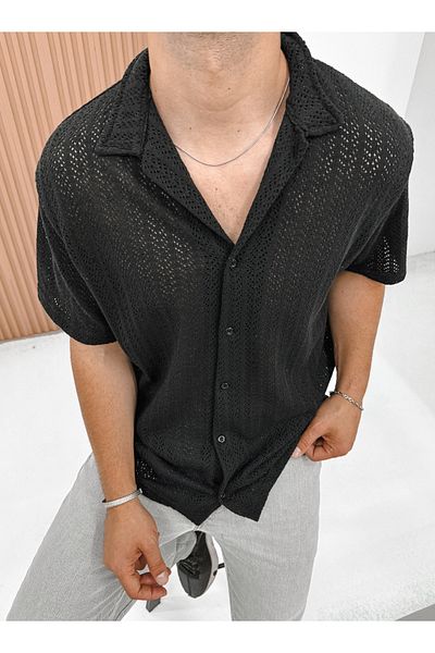 King Brothers Ανδρικό πουκάμισο Oversize - Κοντό μανίκι, ύφασμα κηρήθρας