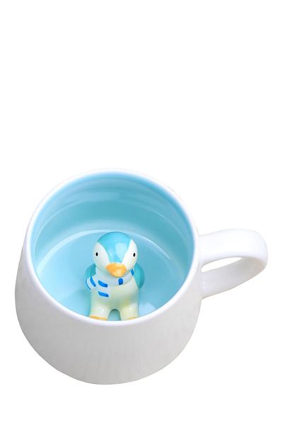 MUKKO HOME 3D Porcelain Mug 350ml Cute Scarfed Penguin Figurine Special Design