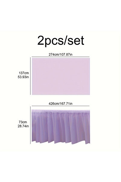 Choice PURPLE 2pcs Tablecloth Set Disposable Solid Color Table Cover Table Sk...
