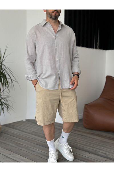 BYBASICMAN Gray Thin Honeycomb Fabric Shirt V-40-951