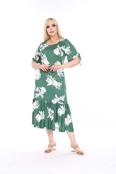 mezura tekstil Μεγάλο μέγεθος τετράγωνο γιακά μέχρι το γόνατο με λεπτομέρεια με κοντό μανίκι βισκόζη χτενισμένο βαμβακερό κομψό σχέδιο Άνετο φόρεμα